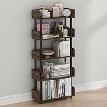 Furinno Turn-N-Tube Book Shelf, 5-Tier Bookshelf, Bookcases, Walnut