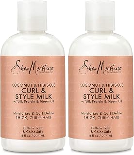 Shea Moisture Coconut & Hibiscus Curl & Style Milk, 8 Fl Oz (Pack of 2)