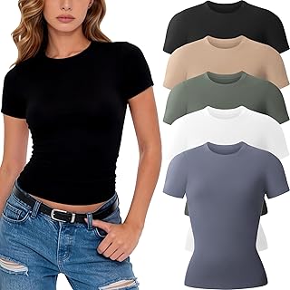 3/5 Pack Womens T Shirts Short Sleeve Workout Tops Basic Tees