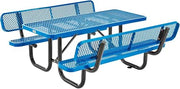 Global Industrial 6'L Rectangular Picnic Table with Backrests, Blue