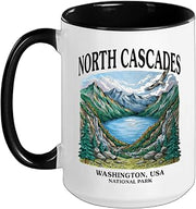 North Cascades National Park Washington USA Ceramic Mug, Black/White, 15oz