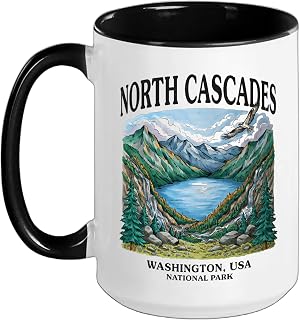 North Cascades National Park Washington USA Ceramic Mug, Black/White, 15oz