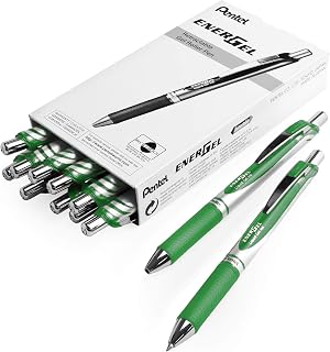 Pentel EnerGel XM BL77 - Retractable Liquid Gel Ink Pen - 0.7mm Nib - 54% Recycled - Ideal for Office - Large Bulk Pack of 144 Pens - Green Ink