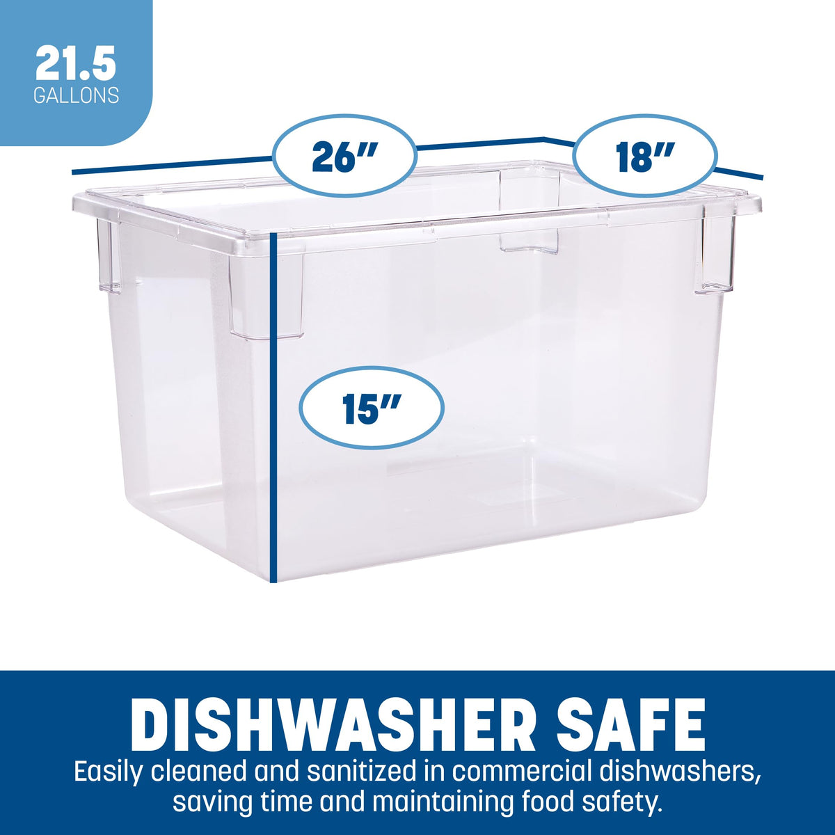 Storplus Food Storage Container with Stackable Design for Catering by Carlisle FoodService Products – 21.5 Gallon Container, 21.5 gallons, Plastic, CLEAR, Model 1062407