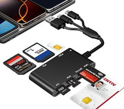 7 in 3 SIM Card Reader& CAC Reader Military Smart Card Reader for iPhone/PC | Lightning/USB-A/USB-C SIM Card Adapter& SD/TF/M2/ID/IC/SIM/PIV/Ms Pro Duo Card Reader for iPhone/iPad/PC/Laptop/Windows/Linux