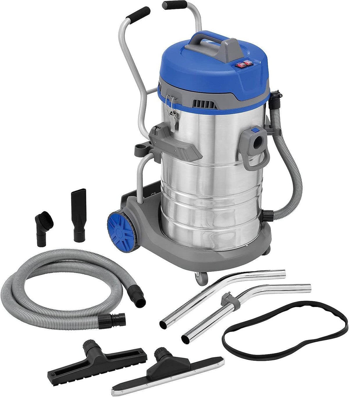 Commercial HEPA Wet Dry Vacuum by Global Industrial – 18"L x 24"W x 40"H, Stainless Steel/Plastic, Stainless Steel, Model WVC801