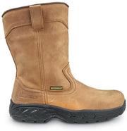 Mens Brown MaxTRAX Comp Toe WP SD SRO Wellington 9.0 M by SR Max – 9, Leather, Brown, Model Midland