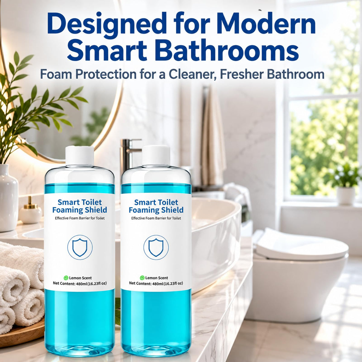 Smart Toilet Foam Shield 480ml 2 Pack by DAGREM U – 8.12 Fl Oz (Pack of 2), Model HZT8101432