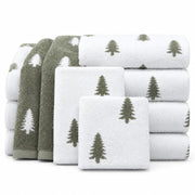 Peryiter Christmas Towel Set, Pine Tree Pattern, Green, 6 Pieces