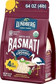 Lundberg Basmati Rice, Organic Long Grain White Rice - Non-Sticky, Fluffy, Nutty, Aromatic Rice, Vegan Food, Healthy Meals, Gluten-Free Rice Grown in California, 64 Oz