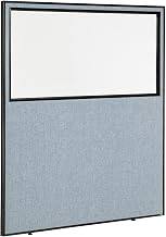 Global Industrial 60-1/4"W x 72"H Office Partition Panel with Partial Window, Blue