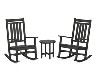 Estate 3-Piece Rocking Chair Set by Polywood – High Density Polyethylene, Black, Model PWS471-1-BL