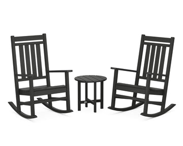 Estate 3-Piece Rocking Chair Set by Polywood – High Density Polyethylene, Black, Model PWS471-1-BL
