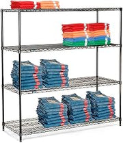 Nexel Black Epoxy, 4 Tier, Wire Shelving Starter Unit, 60"W x 21"D x 54"H