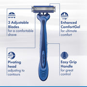 Gillette 8 Count (Pack of 2) / Sensor3 Comfort (8ct) / Blue Disposable Razors