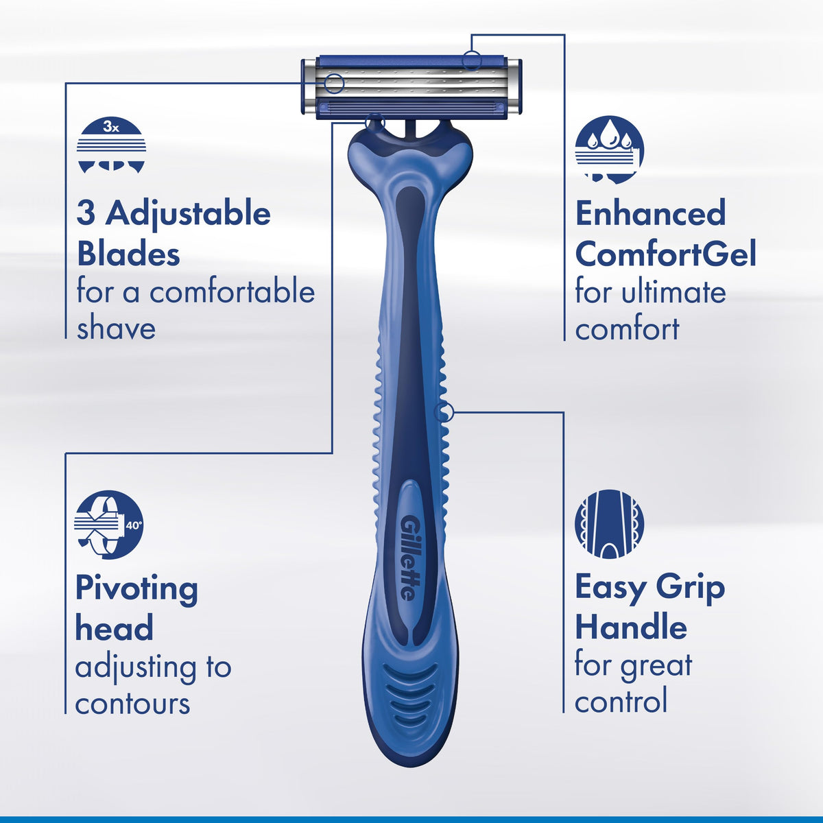 Gillette 8 Count (Pack of 2) / Sensor3 Comfort (8ct) / Blue Disposable Razors