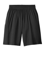 Unisex PosiCharge Competitor Pocketed Short | Moisture Wicking 9" Shorts for Men & Women by SPORT-TEK – X-Large, Polyester, Black, Model SNM-1243335