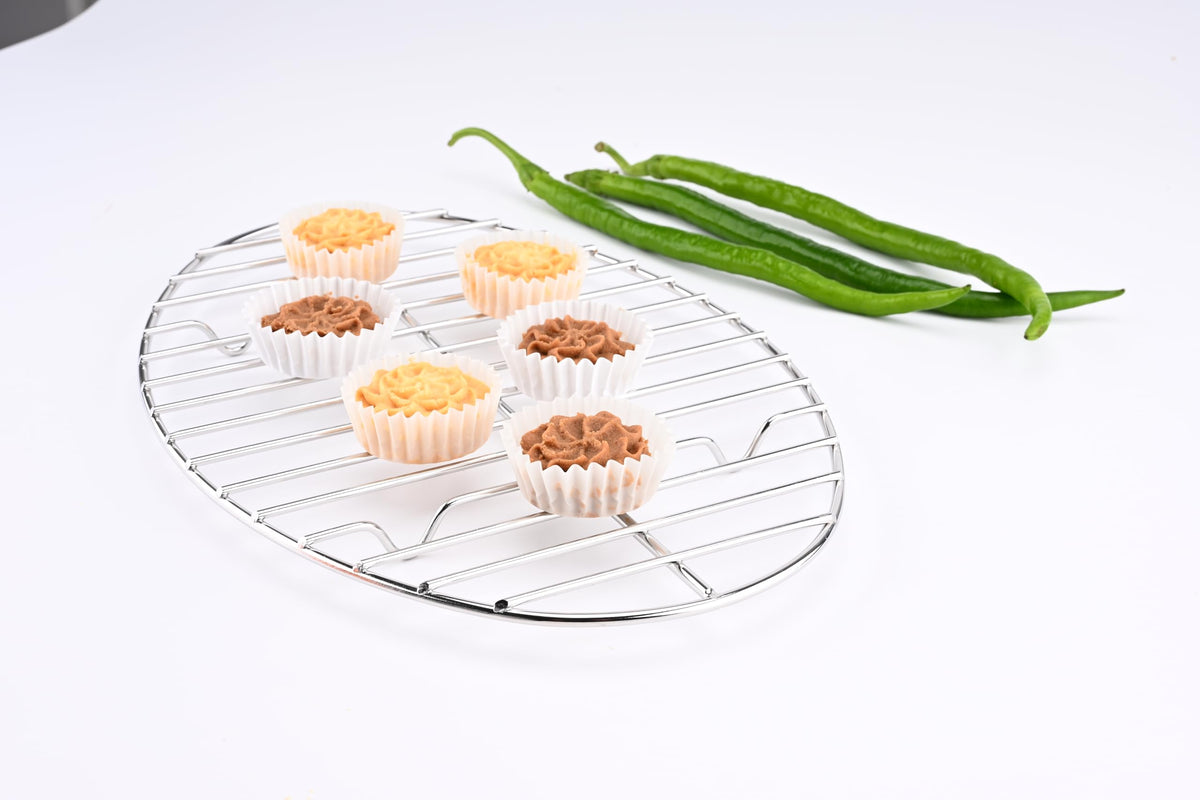Mlintech Oval Roasting Rack, Stainless Steel Wire, 15x10 Inch, Silver