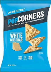 Popcorners Natural Popped Corn Chips 1.1-Ounce Package, White Cheddar Flavor (Pack of 8)