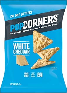 Popcorners Natural Popped Corn Chips 1.1-Ounce Package, White Cheddar Flavor (Pack of 8)