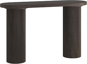 Henn&Hart 55" Fluted Modern Console Table, Sofa Table, Heritage Oak