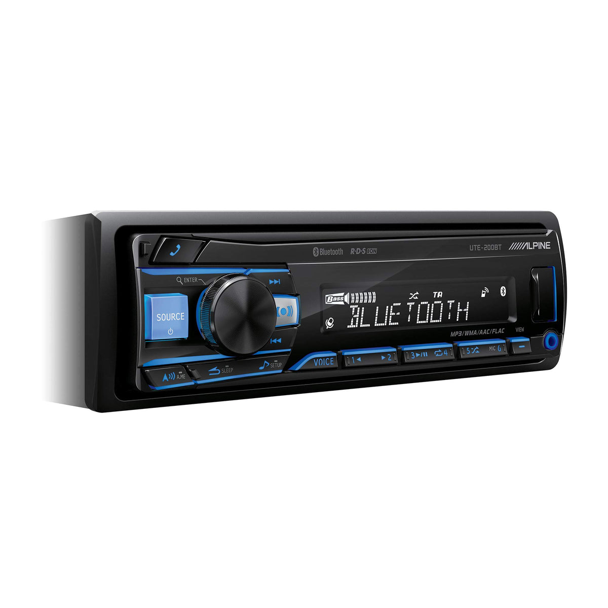 Electronics Bluetooth Car Radio 1 DIN by Alpine – One size, Schwarz (RGB g), Model UTE-200BT