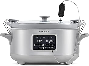 Crock-Pot 7-Quart Cook & Carry Slow Cooker with Sous Vide Function, Family-Sized Slow Cooker Warms up to 30 Hours, Modern Digital Display, Travel-Proof Locking Lid & Removable Temperature Probe