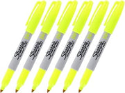 Sharpie Neon Permanent Marker, Neon Yellow Ink, Pack of 6