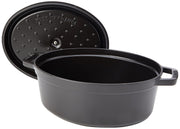 4.25-Quart Oval Cocotte by STAUB – 4.25 quarts, 4.2 liters, Cast Iron, Black, Model 40509-315-0