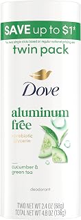 Dove Deodorant Stick 2PK Cucumber & Green Tea Aluminum Free 2.4 oz