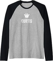 Curtis The King/Crown & Name Design for Men Called Curtis Raglan Baseball Tee