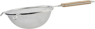 Winco 6 1/4" Tan Tin-Plated Steel Strainer, Single Mesh, Tin