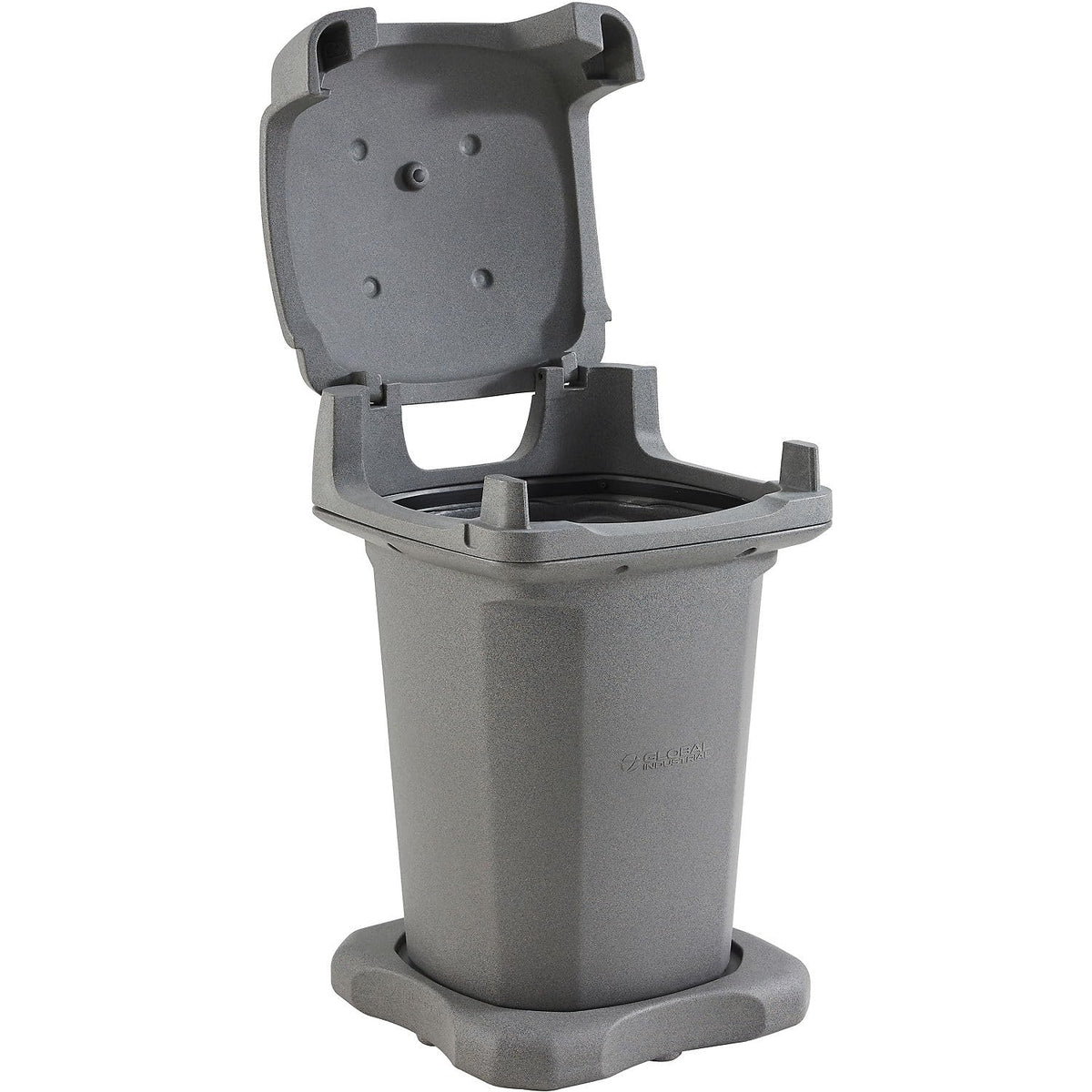 Outdoor Trash Can with Hinged Lid by Global Industrial – 60.0 gallons, Plastic, Gray, Model 732315