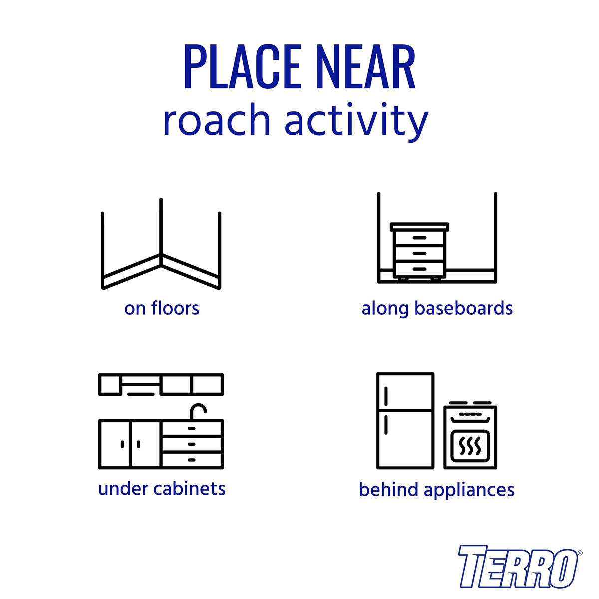 Multi-Surface Roach Bait Stations by Terro – 12 Bait Stations, Black, Pack of 2, Model T500SR