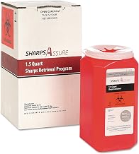 Sharps Retrieval Program Containers, 1.5 Qt, Plastic, Red