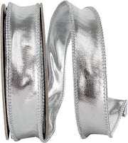Reliant Ribbon Ribbon - Mirror Fantasy Metallic Deluxe Two Sided Wired Edge, Silver, 1 Inch, 10 Yards