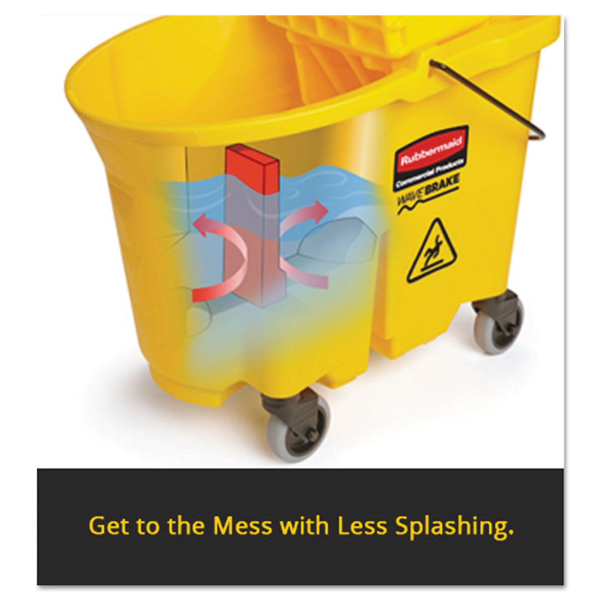 WaveBrake 35 QT Down-Press Mop Bucket and Wringer Combo on Wheels with Dirty Water Bucket Black for Heavy-Duty Floor Cleaning by Rubbermaid Commercial Products – Model 1863898