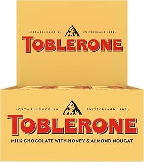 Toblerone Milk Chocolate Bar with Honey and Almond Nougat, 12 Bars | Bulk Chocolate