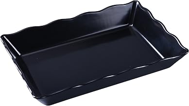 Yanco DC-6114B Deli Collection Scallop Edged Display Tray, 14" Length, 9.5" Width, 2" Height, Melamine, Black Color, Pack of 6