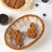 Cezoowyex Plastic Bread Basket, Oval Wicker Style, 16 Pack