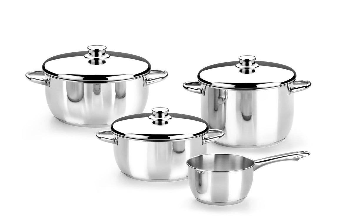 Optima Stainless Steel Large Saucepan with Lid by Monix – 2.4 Quarts, 2.25 liters, Stainless Steel, Silver, Model M451020