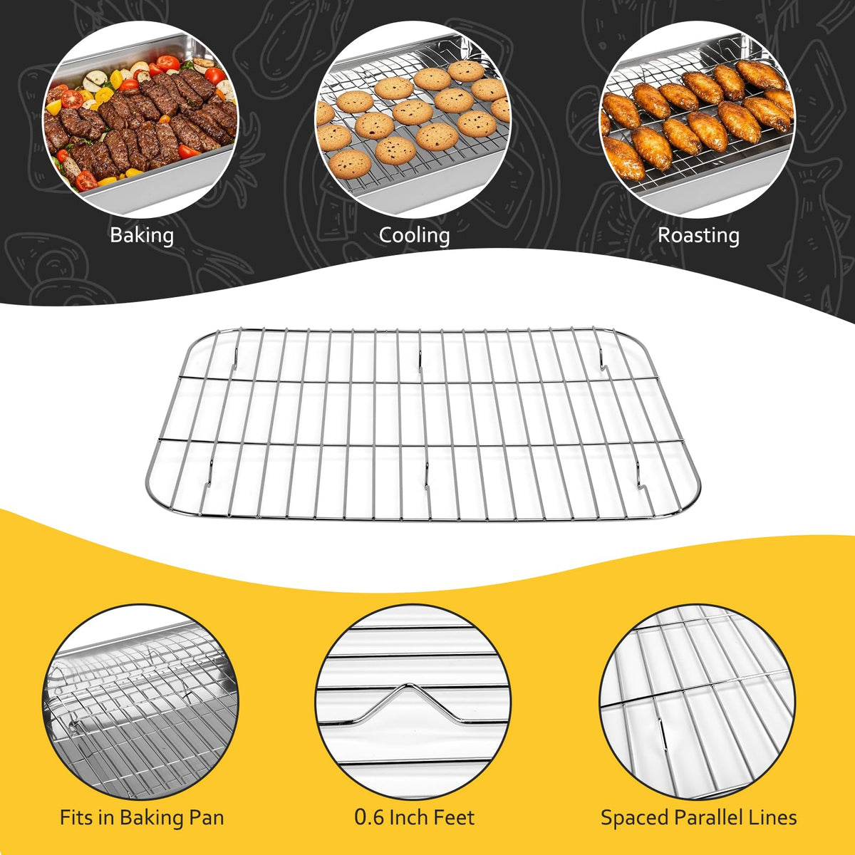 EsOfficce Stainless Steel Roasting Pan Set, 12.7 x 15.5 Inch, Silver with Racks