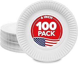 Stock Your Home 6-Inch Paper Plates Uncoated, Everyday Disposable Dessert Plates 6" Paper Plate Bulk, White, 100 Count