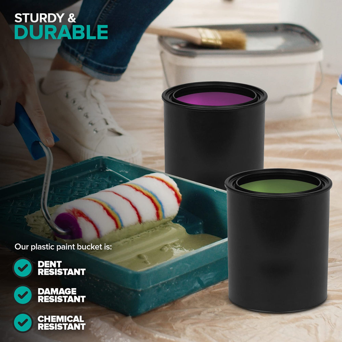 Stock Your Home 6 / 1 Quart / Black Paint Buckets
