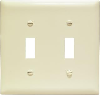 Legrand Pass & Seymour TPJ2I Trademaster Jumbo Oversized Unbreakable Nylon Wall Plate, 2 Gang, Two Toggle Cover, Ivory (1 Count)