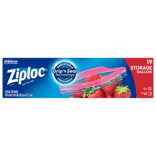 Double Zipper Gallon Storage Bags 20 ea by Ziploc – One Size, 1.0 gallons, Polyethylene (PE), Clear, Pack of 20