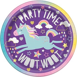 Unique Party Unique Magical Unicorn Dessert Plates - 7" (Pack of 8) - Durable & Vibrant Party Essentials, Perfect for Enchanting Parties & Celebrations