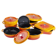 G.E.T. Heiss Energy-Efficient Cast Aluminum Roaster Pan with Lid by GET – 5 Quart, Aluminum, Orange, Model CA-010-O/BK