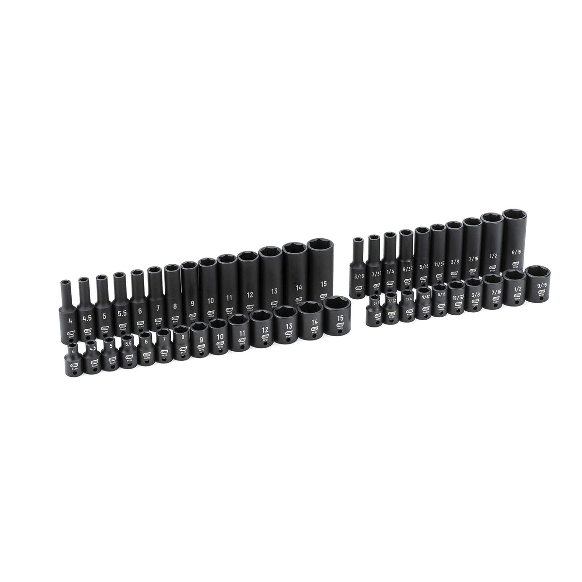 48 Piece 1/4" Dr 6 Pt SAE/Metric Impact Socket Set by GEARWRENCH – SAE/Metric, Chrome Molybdenum Steel, Black, Model 84902
