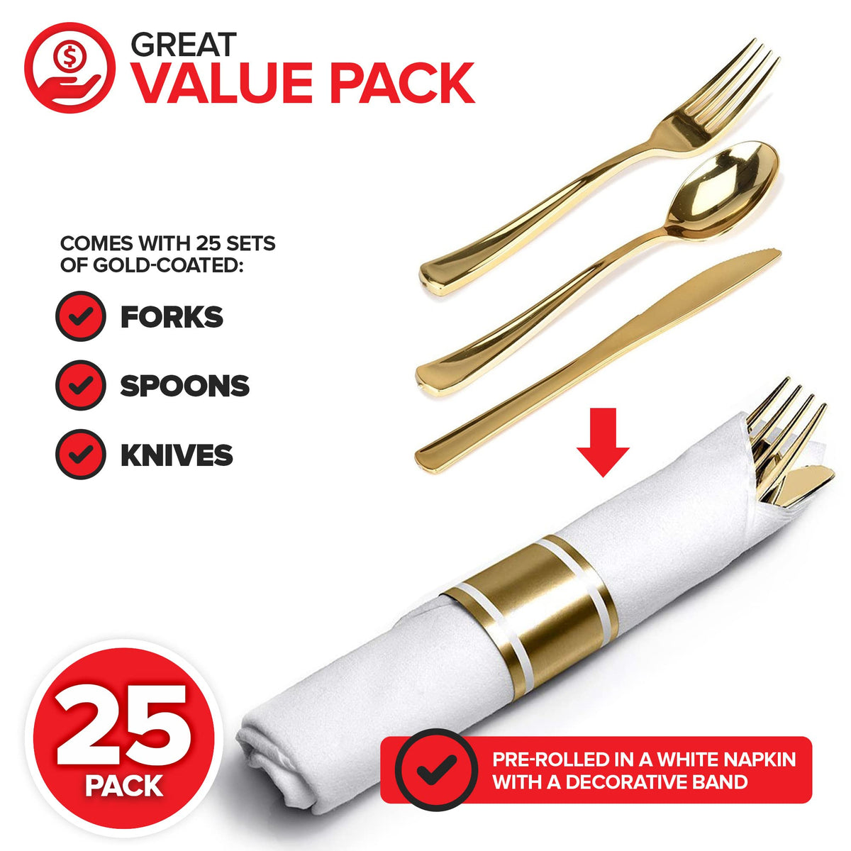 Stock Your Home 300 Count / Gold / Formal Spoons